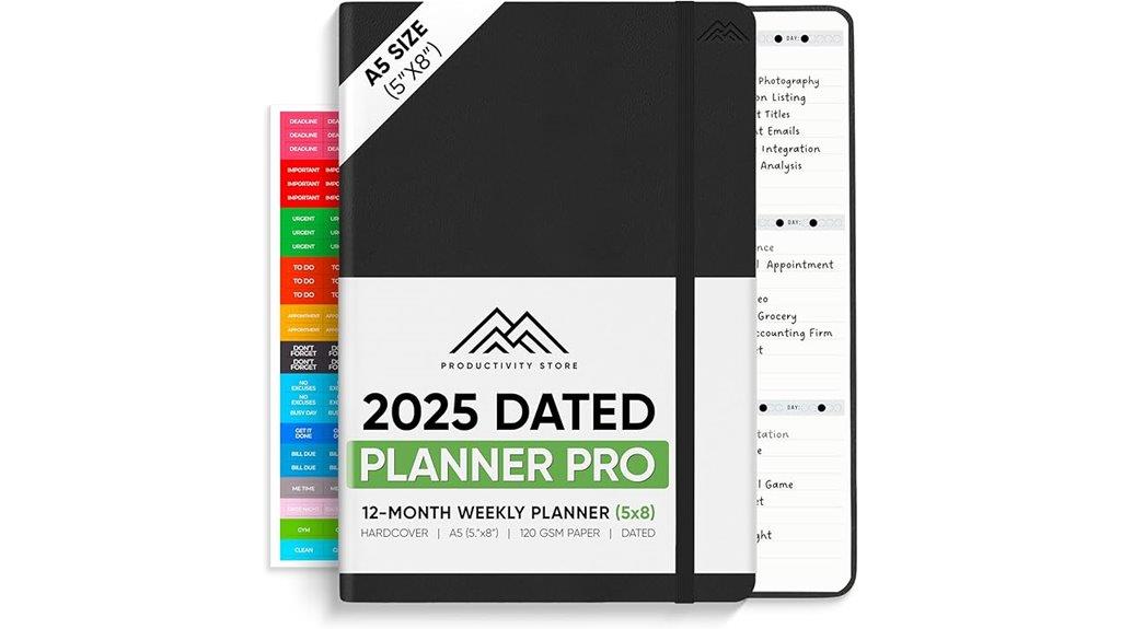 a5 black 2025 planner