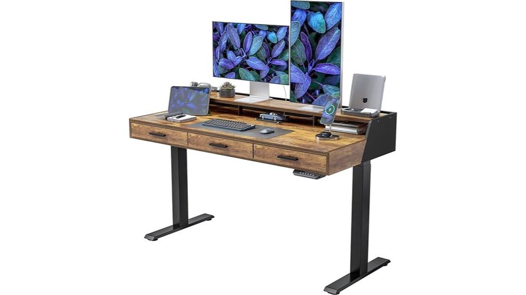 adjustable desk with storage