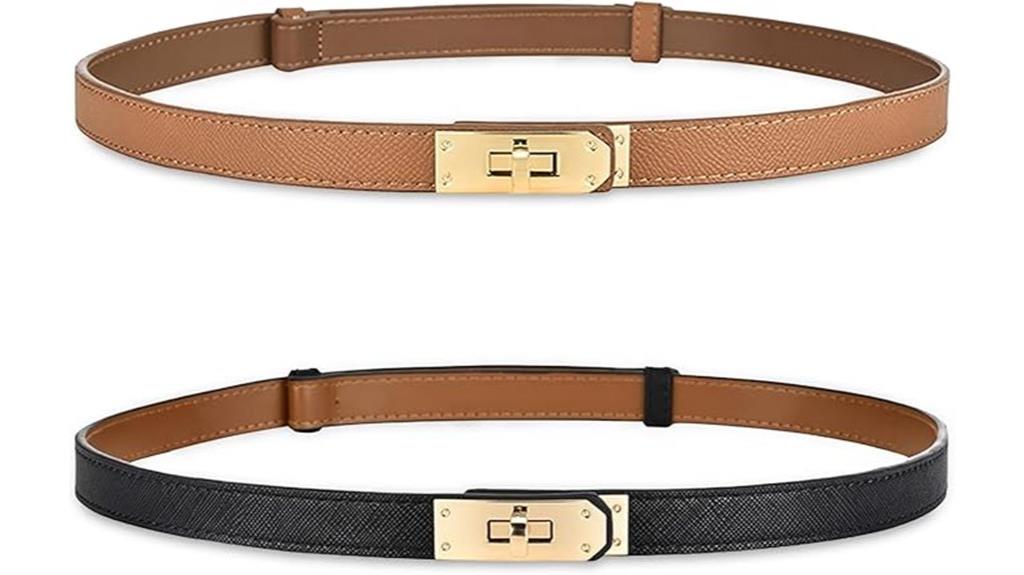 adjustable silver turn lock belt