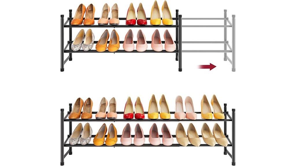 adjustable two tier shoe rack