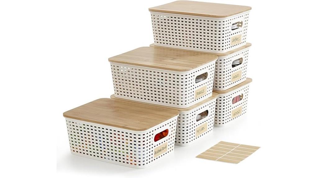 bamboo lid plastic storage bins
