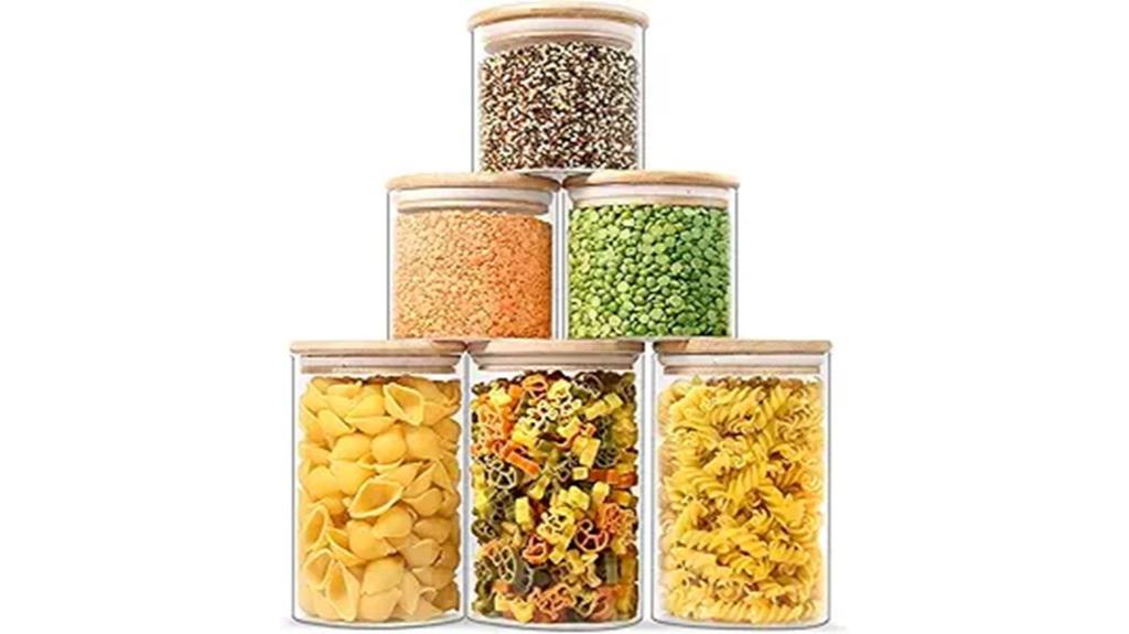 bamboo lidded glass storage set