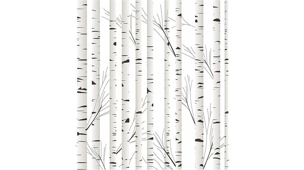 birch tree trunk mural