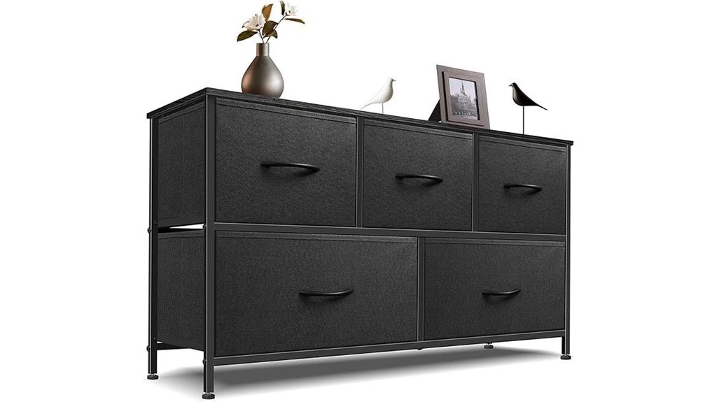 black and charcoal dresser