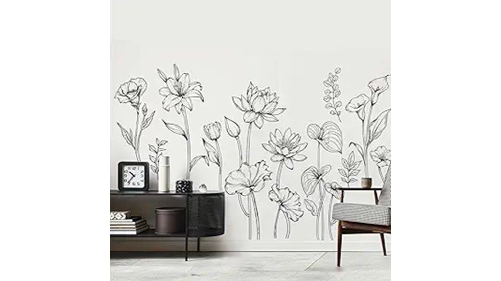 black and white floral decals