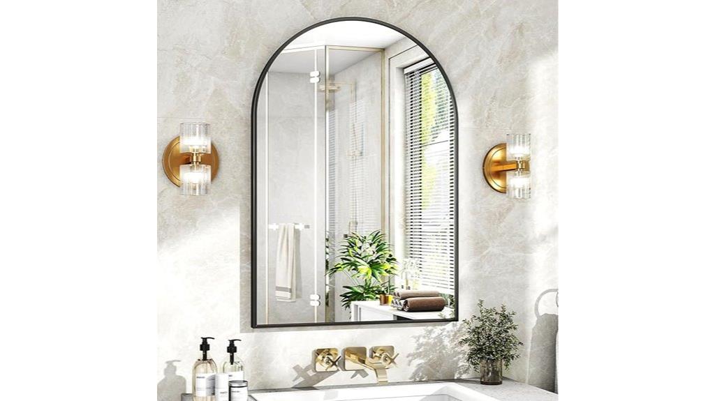 black arched bathroom mirror