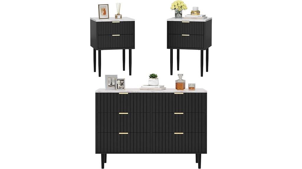 black dresser and nightstand set