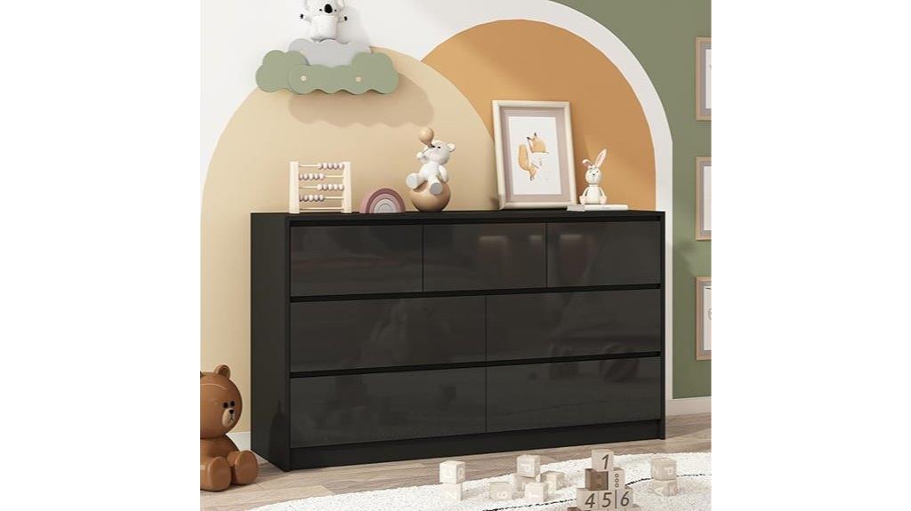 black dresser with drawers