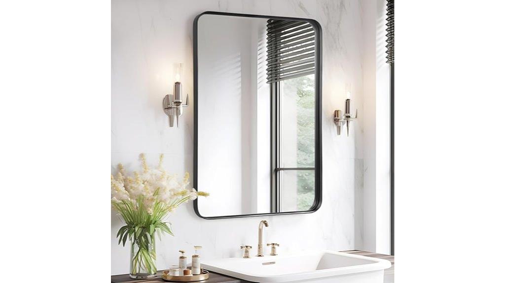 black matte framed mirror