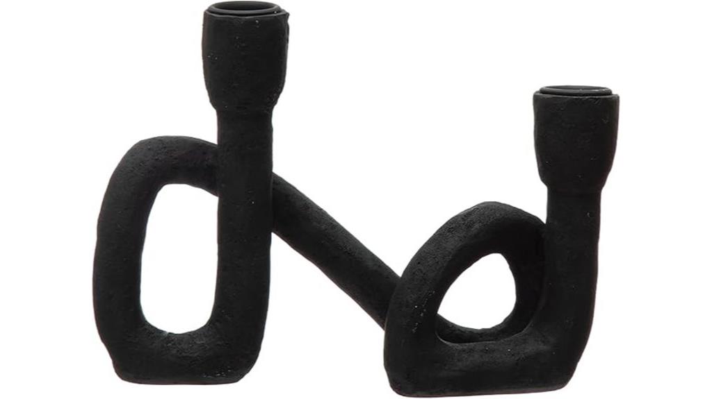black resin candle holder