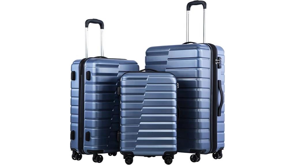 blue expandable luggage set