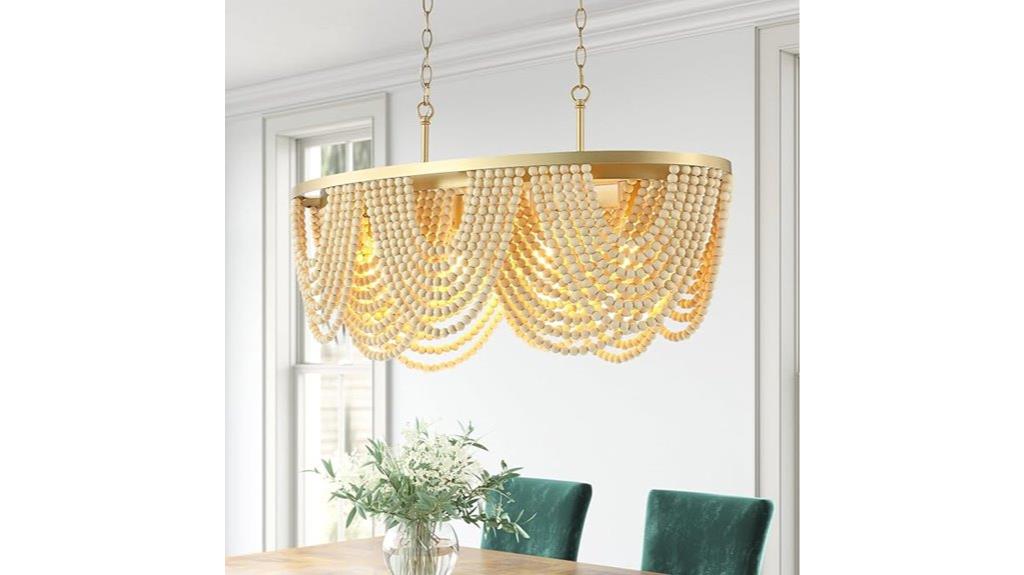 bohemian wooden bead chandelier