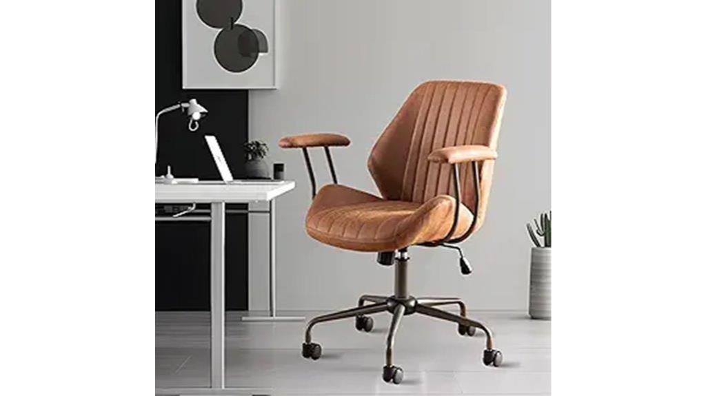 brown faux leather chair