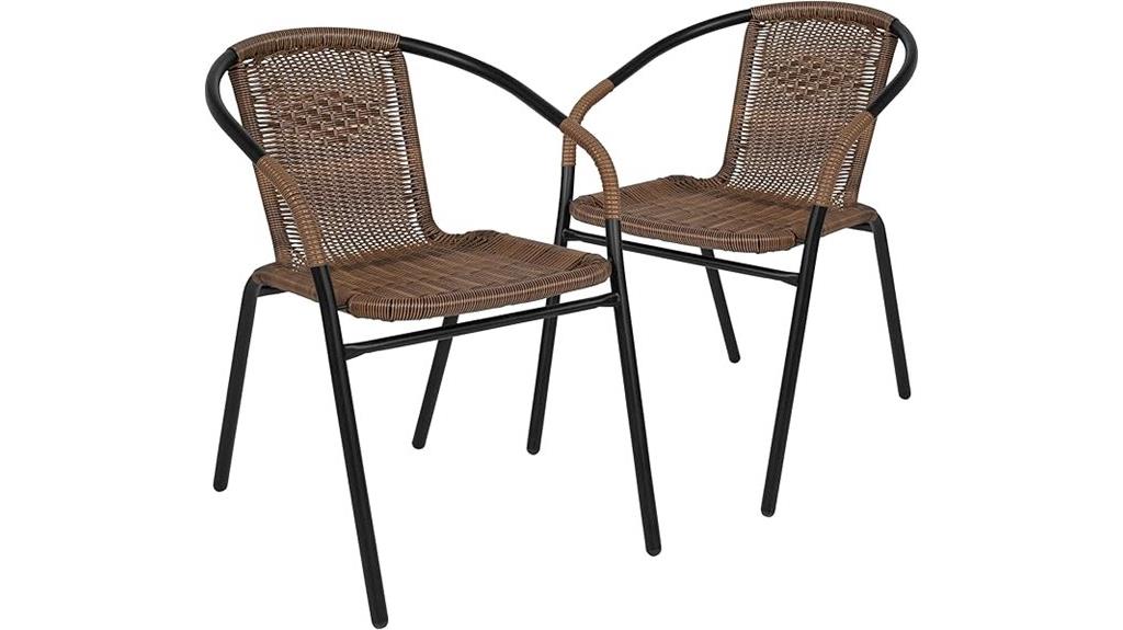brown rattan stack chairs