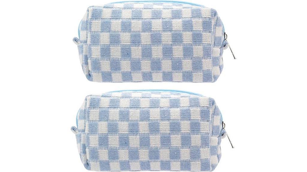 checkered makeup bag set