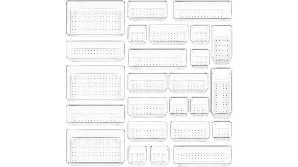 clear plastic drawer organizers