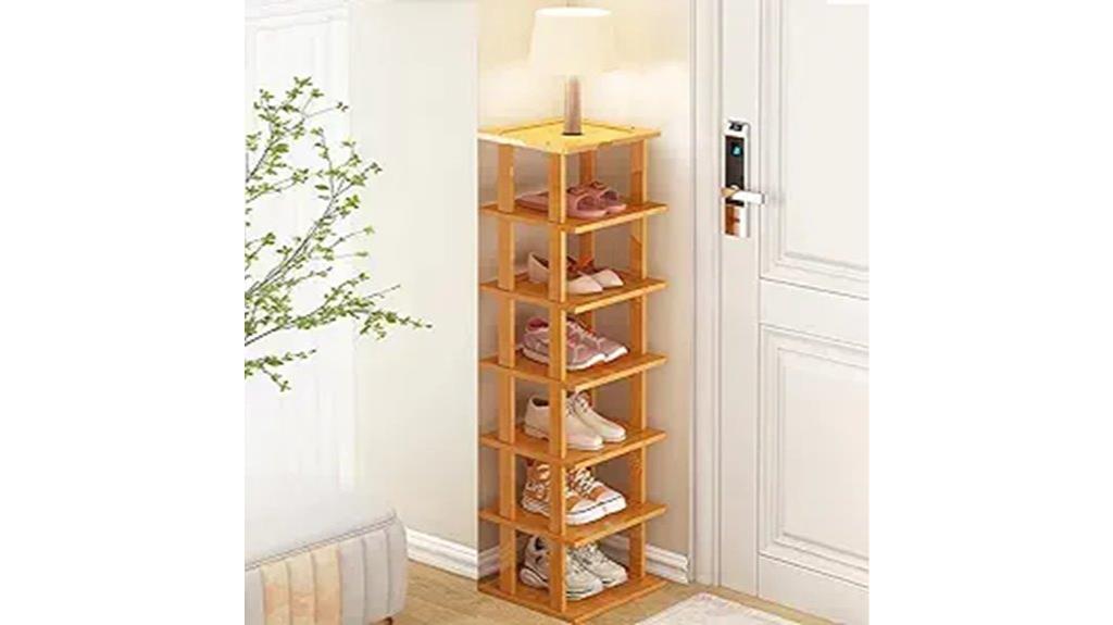 compact bamboo shoe organizer