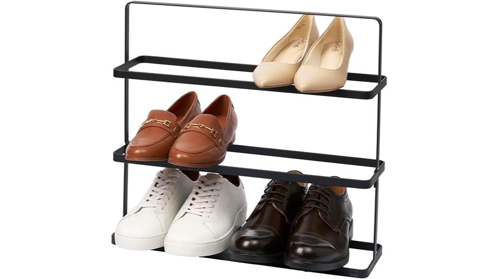 compact black metal shoe rack