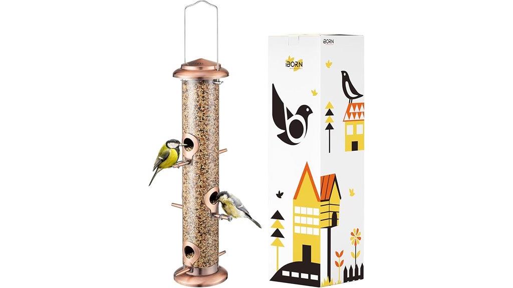 copper outdoor bird feeder