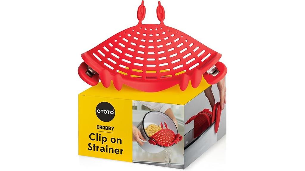 crabby clip on kitchen strainer
