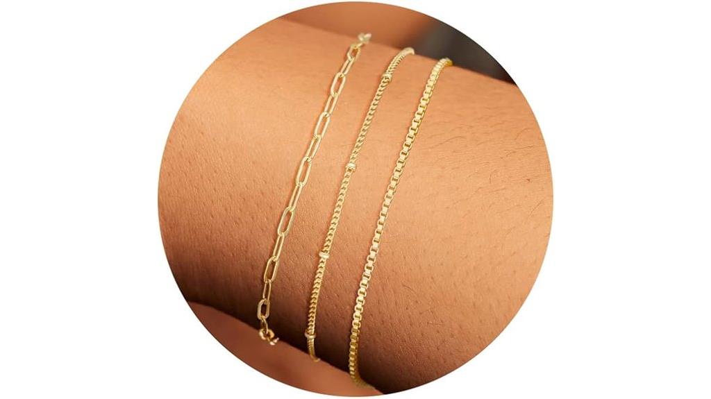 dainty gold bracelet set