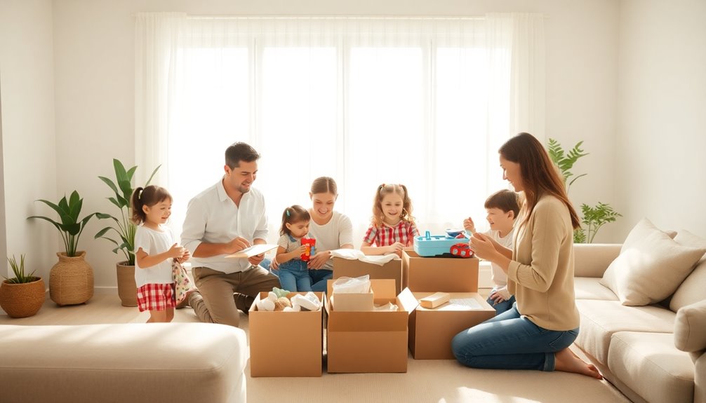 family teamwork in decluttering