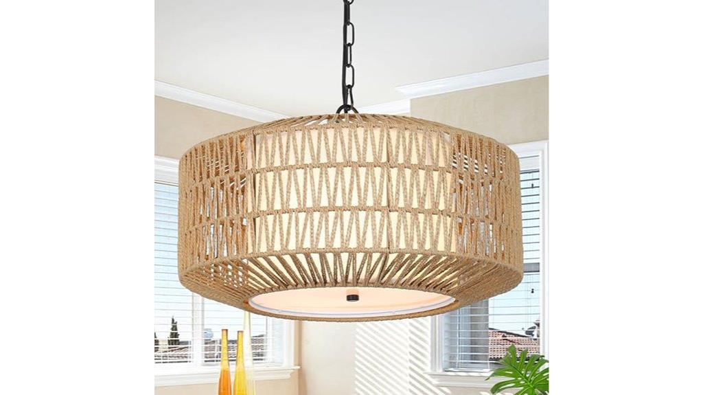 farmhouse rattan chandelier fixture