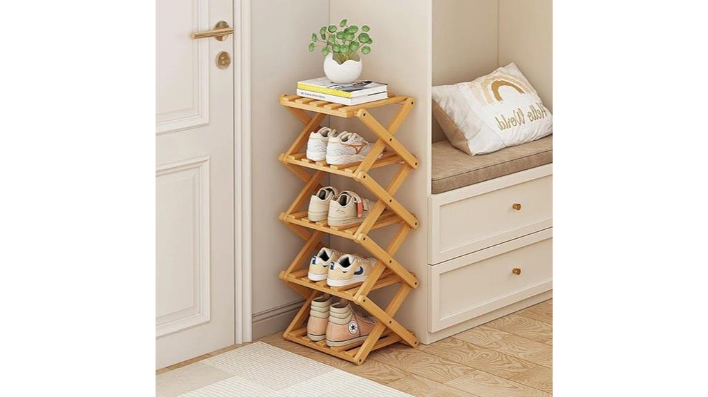 five layer bamboo shoe rack