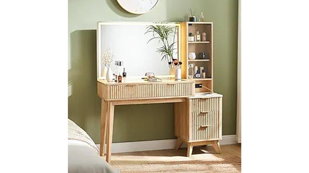 fluted makeup vanity desk