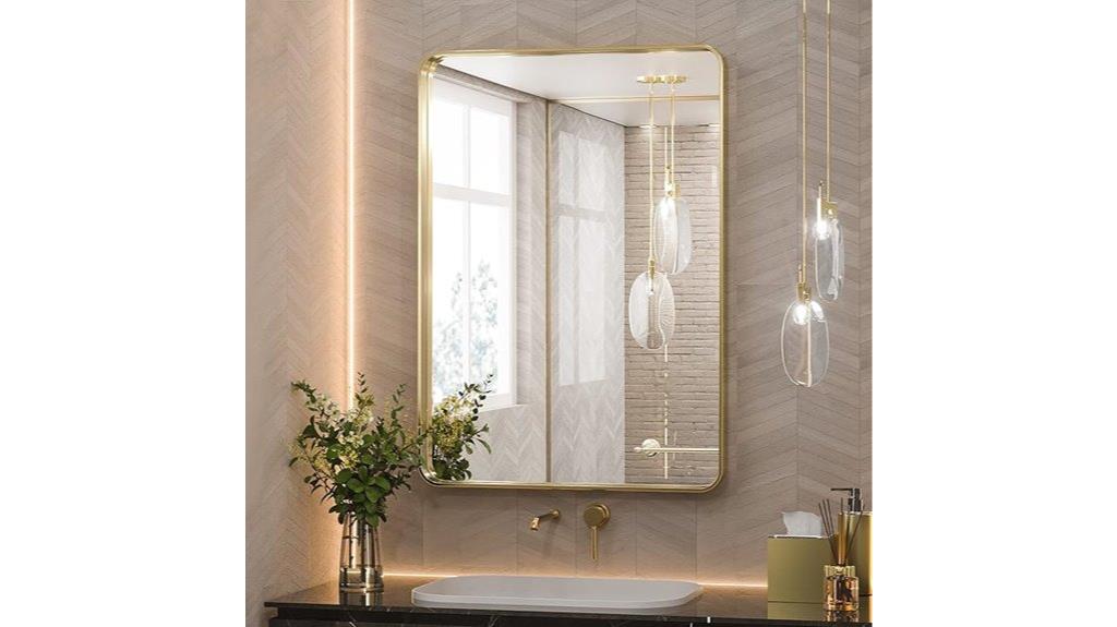 gold framed bathroom mirror