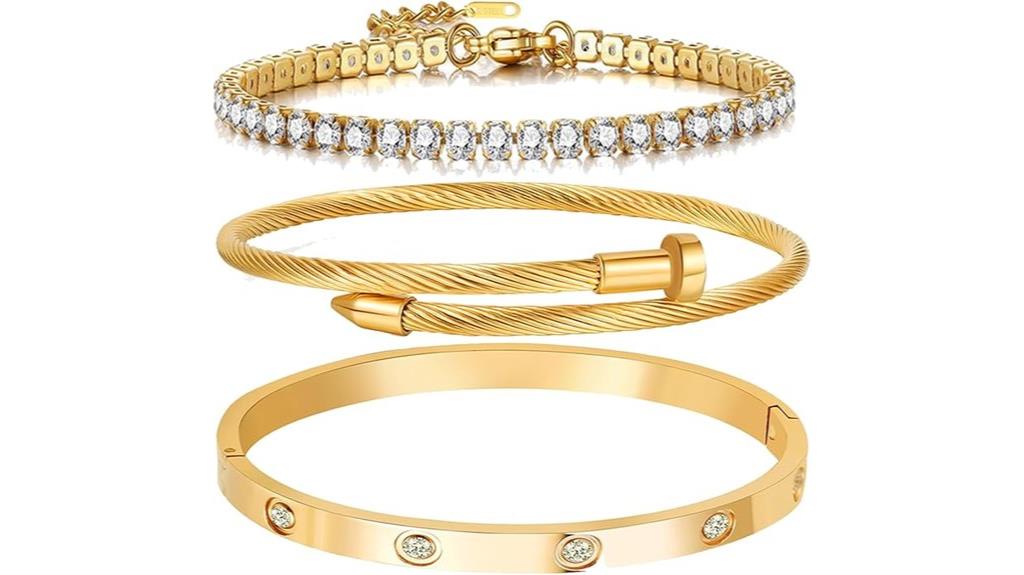 gold plated love bracelet set