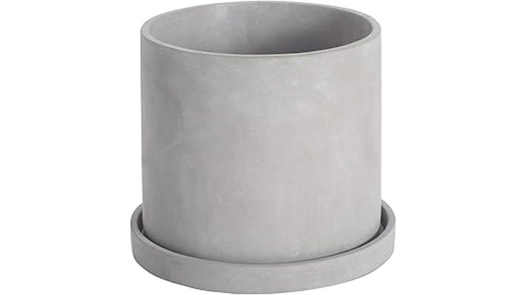 grey cement flower pot