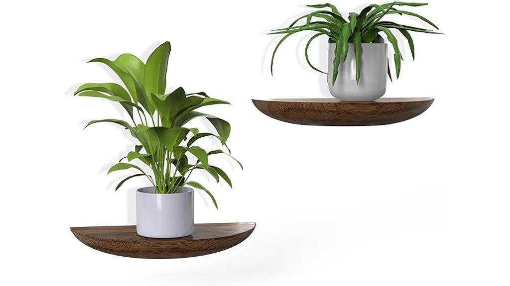 half round wooden shelves