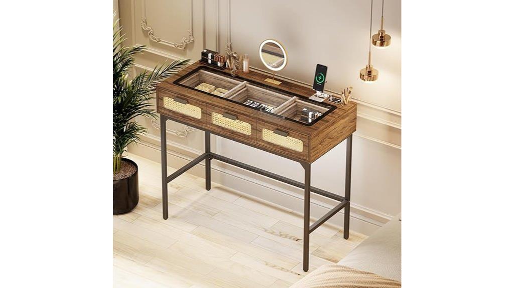illuminated charging makeup station