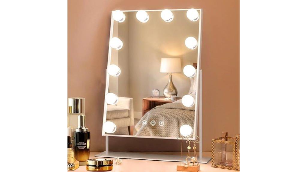 illuminated rotating makeup mirror