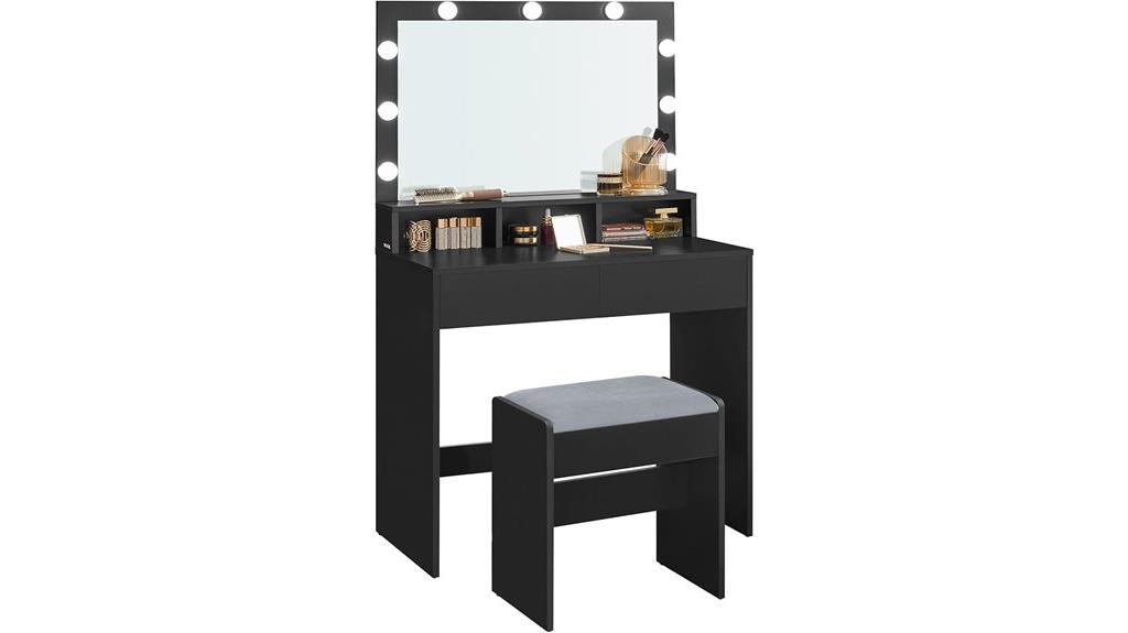 illuminated vanity desk set