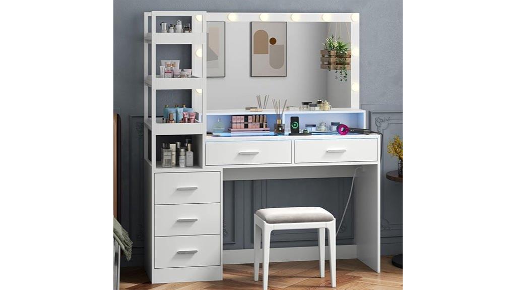 illuminated white vanity desk