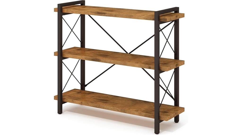 industrial three tier bookshelf