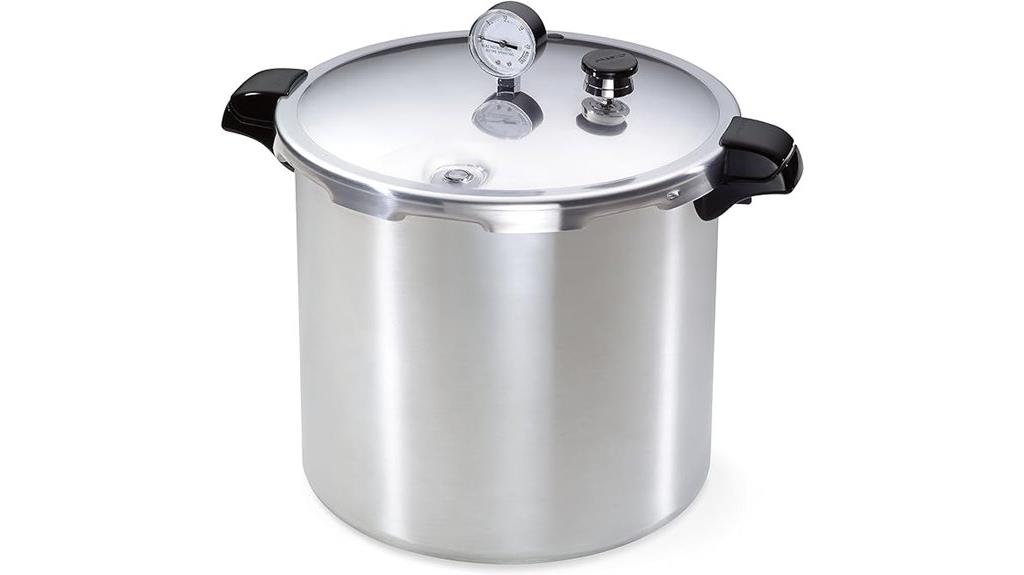 large silver pressure cooker