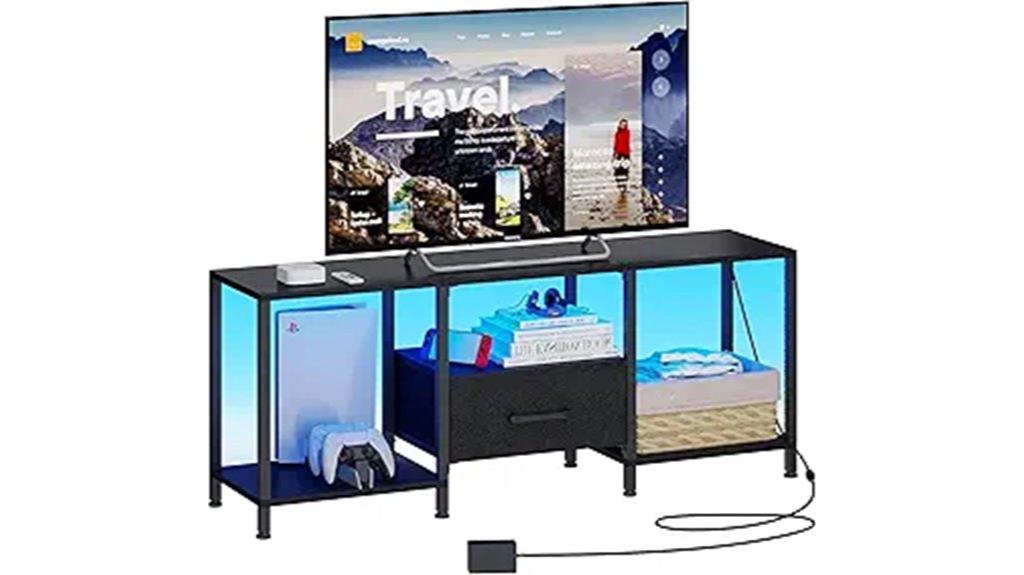 led tv stand with shelves