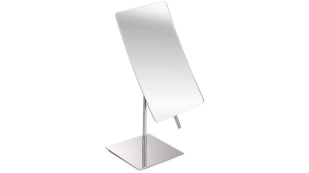 magnified silver table mirror