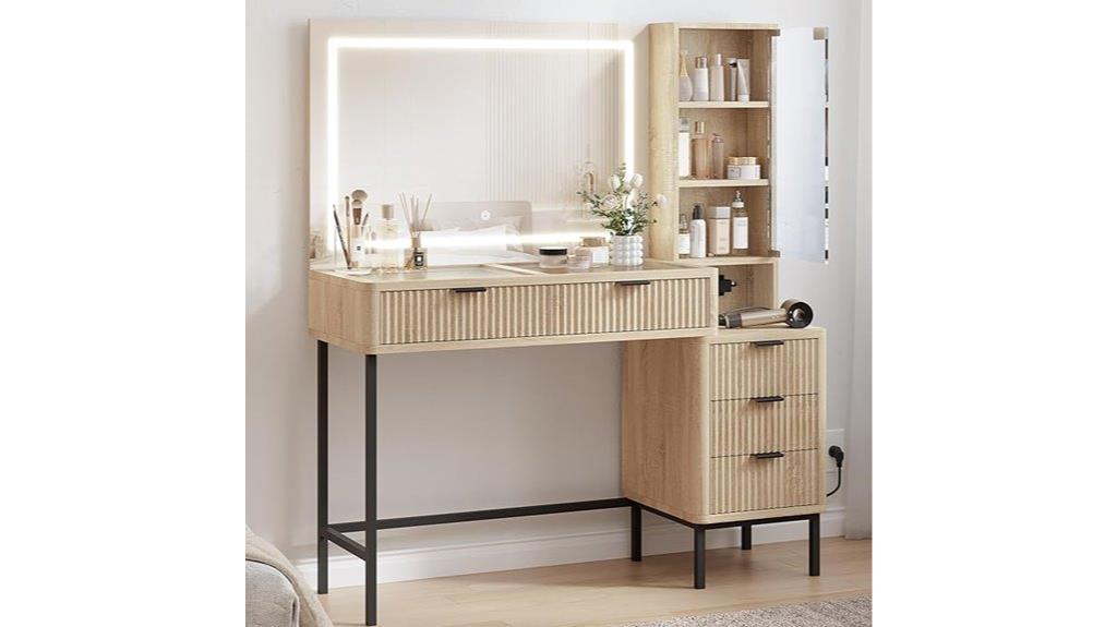 makeup desk with lights