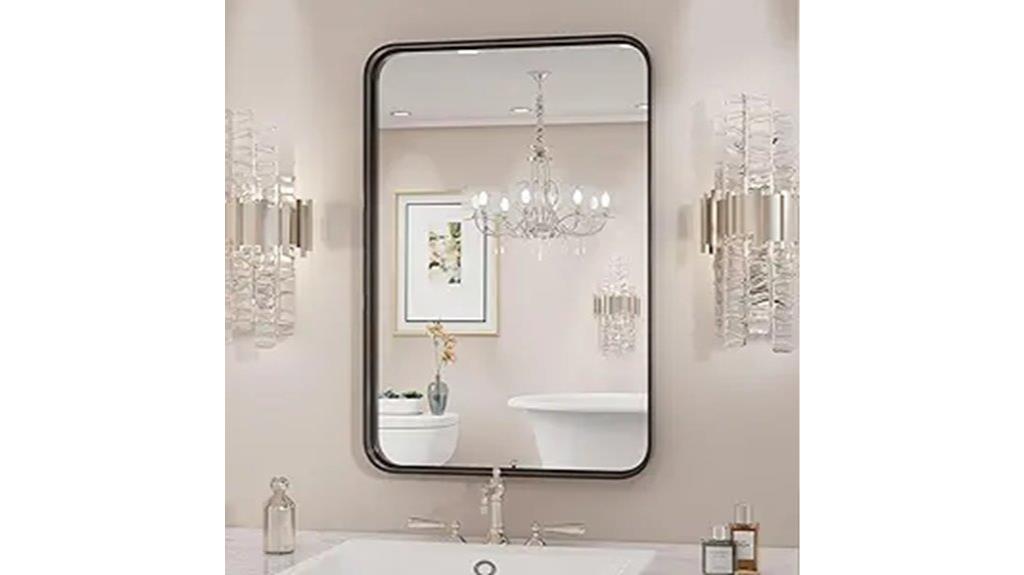 metal framed bathroom mirror