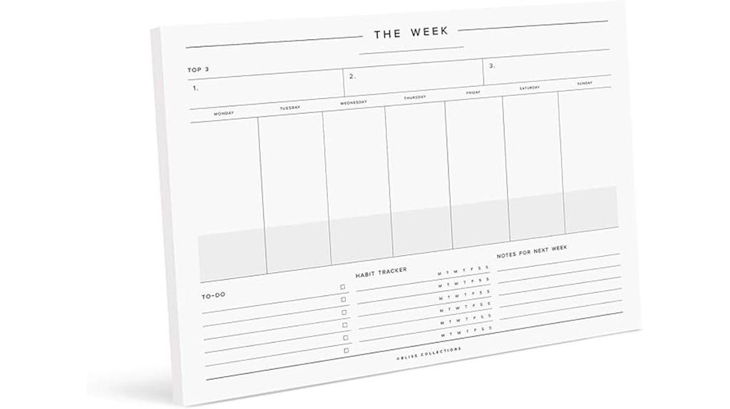 minimalist weekly planner pad