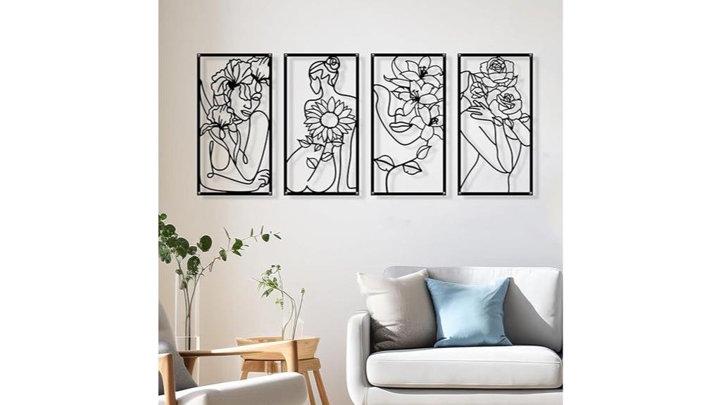 minimalist woman flower art