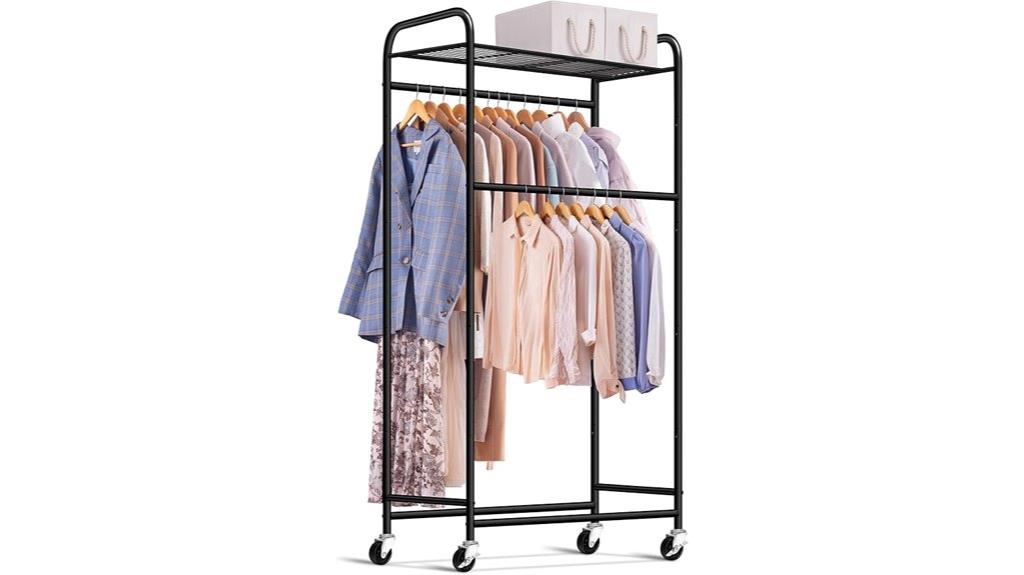 mobile double rod clothing rack