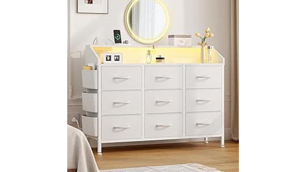 modern dresser with lighting