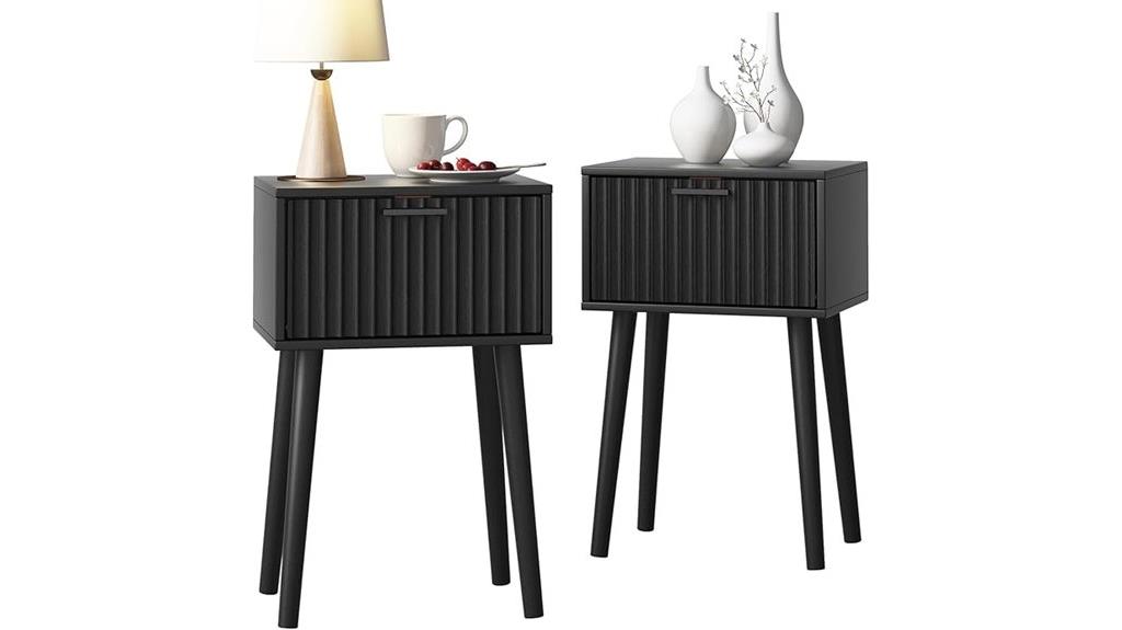 modern mid century nightstands set