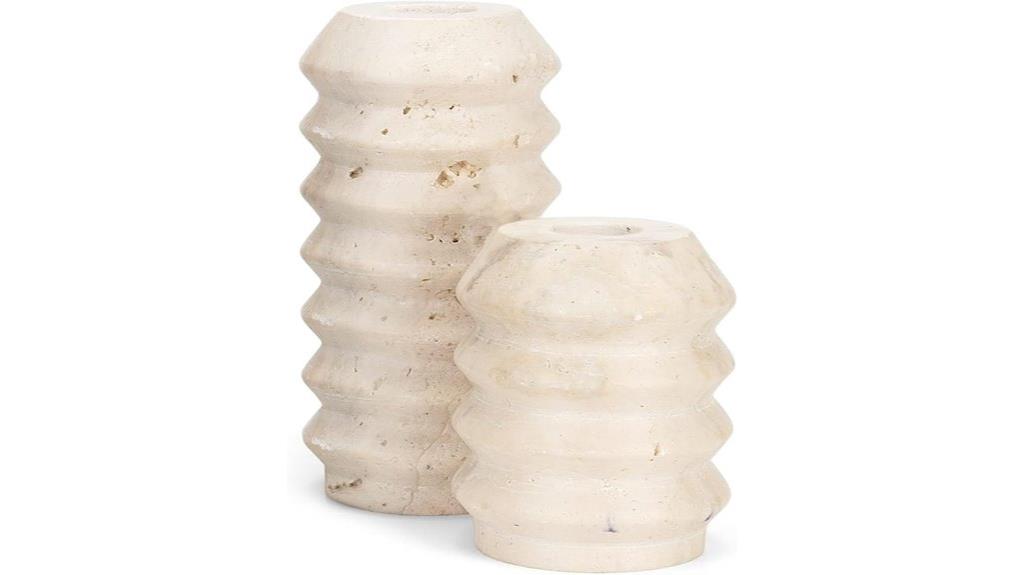 natural travertine candle holders