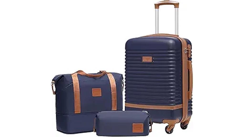 navy luggage set trio
